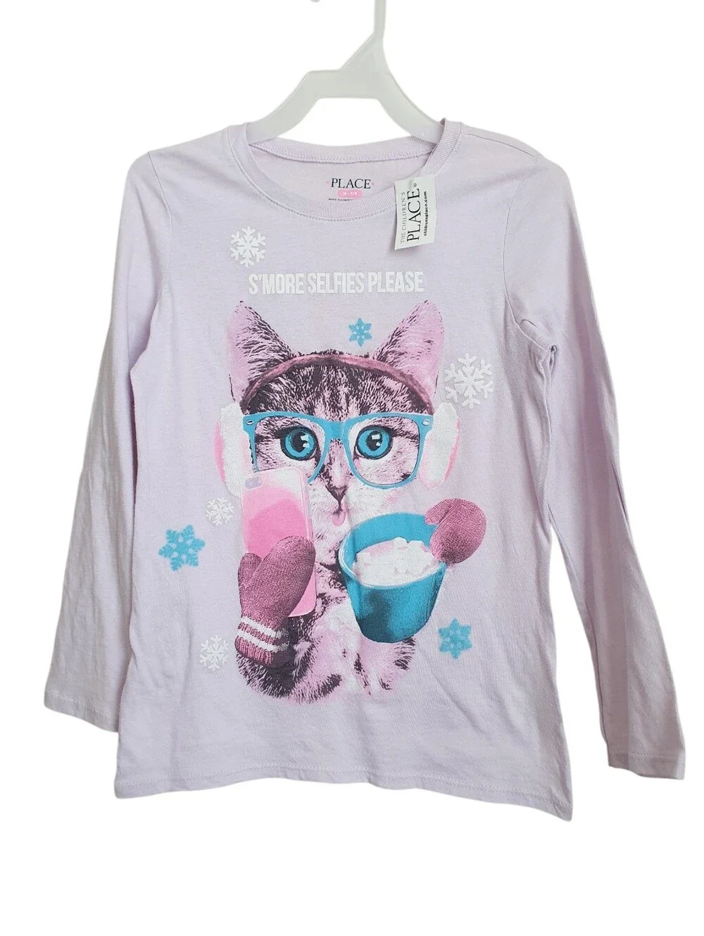 The Children's Place Girl's Long Sleeve Lavender S'more Selfies Please M 7/8